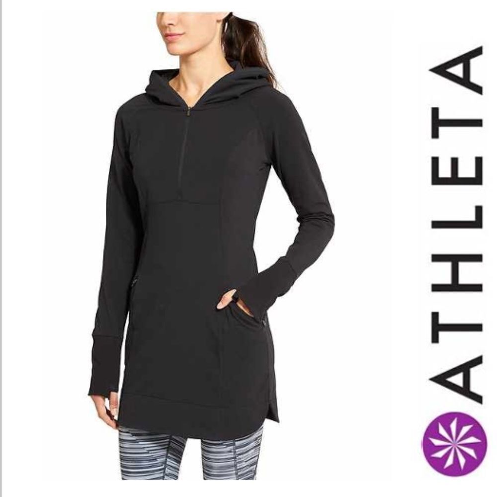 Athleta Black Hooded Active Pull Over (XXS)
